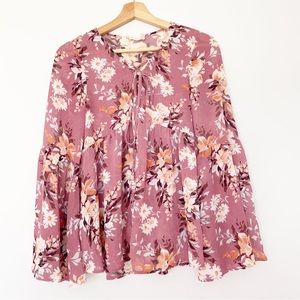 Altrd state blouse chiffon floral mauve m